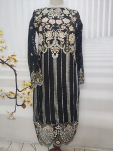 Mousseline de soie brodée des designers pakistanais Shalwar Kameez costumes 3 pièces femmes quotidien décontracté Kurti fête de mariage porter fantaisie - Product Image 2