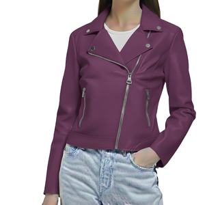 Veste d'hiver pour femme de luxe, fermeture éclair, toutes tailles, design personnalisé, nouveau style, cuir véritable de qualité supérieure, col montant uni - Product Image 3