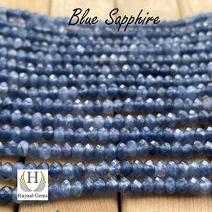 HAYAAT GEMS Perles rondelles à facettes en saphir bleu 4mm Brin de pierre lâche foré poli pour la fabrication de bijoux Collection de pierres précieuses - Product Image 2