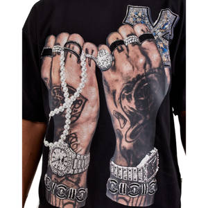 เสื้อยืดผ้าฝ้าย100% ของผู้ชายเสื้อแนวสตรีทแวร์วินเทจพิมพ์ลายดาวว่างเปล่าออกแบบได้ตามที่ต้องการพร้อมโลโก้ด้านหน้า - Product Image 4