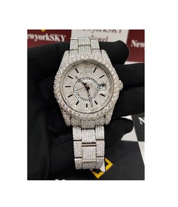 นาฬิกาข้อมือแฟชั่นทำด้วยมือสุดหรูเพชร VVS ชัดเจน Moissanite นาฬิกาสายสแตนเลส - Product Image 1