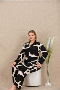 Conjunto de Pijama de Viscosa Turca para Mujer, Talla Grande, con Botones, Manga Larga, Ropa de Dormir Hecha en Turquía, Ropa de Noche de Alta Calidad - Product Image 4