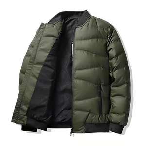 Abrigo de invierno con cuello de béisbol para hombre, chaqueta universitaria acolchada de plumón de pato, chaqueta acolchada de plumón de ganso de Color con logotipo personalizado - Product Image 1