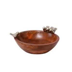 Dernière conception de bols de service alimentaire de luxe de forme ronde très exigeants avec poignées de créateur Bol de table de première qualité - Product Image 4