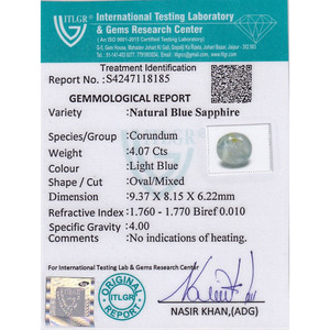 Saphir bleu 4,07 carats, facetté, bleu royal naturel, pierre précieuse non montée, calibrée 10 mm x 8 mm, traitée thermiquement - Product Image 4