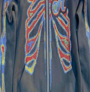 <b>Men</b> Sweatshirt Skeleton <b>Thick</b> Rhinestone Long Sleeve Printed Oversize Zipper up <b>Hoodies</b> - Product Image 6