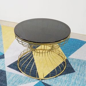 SFBT005 Modern Style Metal Frame <b>Sofa</b> <b>Table</b> with Clock Sandglass Gold and <b>Black</b> Tempered Glass Decorative Feature - Product Image 2