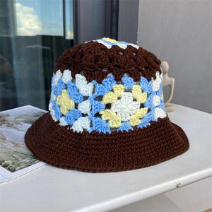 Sombrero de Pescador de Ganchillo Estilo Coreano INS 2025 para Mujer, para Todas las Estaciones, Otoño Invierno, Color en Contraste, Apto para Verano - Product Image 4