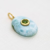 Larimar Naturel Forme Ovale Cavé Pendentif Collier pour Femmes En Gros Pierres Naturelles Bijoux Pierres Lâches Plaqué Or Pendentif