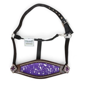 Harnais en cuir de vachette véritable avec sangle en nylon, accessoires chromés et ornements en strass, fabrication sur mesure en gros - Product Image 2