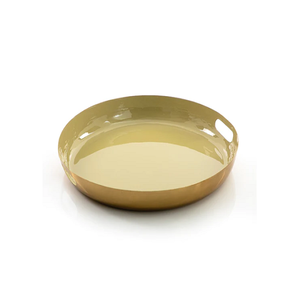 Ensemble de trois plateaux de service de tailles et formes différentes en métal couleur or pour snacks et desserts à vendre - Product Image 2