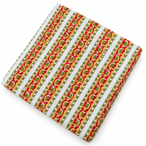 Tissu en voile de coton tissé léger imprimé à la main Pinksa, motif feuilles jaunes et bleues, style Rajasthan, fil 60S/60S, 90 GSM - Product Image 1