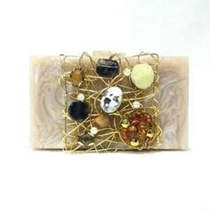 Pochette en résine bohème faite à la main pour femmes soirée de luxe mariage cadeau de noël brillant bonbons motif fermeture éclair Portable - Product Image 3