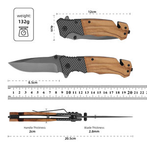 Cuchillo plegable personalizable de nuevo diseño con mango de madera de Olivo de aluminio para acampar pesca OEM compatible con cantidad a granel - Product Image 5