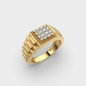 Luxueux Chunky Band Lab Grown Diamond Ring Cadeau pour hommes Bague de fiançailles en or jaune Bijoux fantaisie Bague du père - Product Image 6