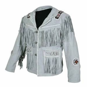 2024 diseño de moda rayas estilo callejero chaqueta occidental de cuero de gamuza, precio al por mayor chaqueta occidental de vaquero de moda - Product Image 5