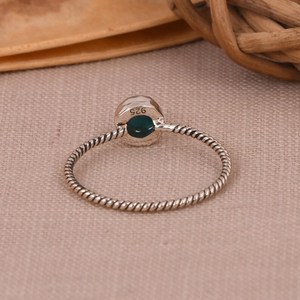 Bague de mariage de luxe en argent sterling torsadé avec turquoise Kingman faite à la main, style bohème hippie, pour femme, cadeau artisanal du sud-ouest - Product Image 3