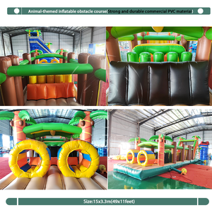 Parcours d'obstacles gonflable robuste pour adultes, installation facile, jeu interactif de parc d'attractions extérieur, kit de réparation gratuit - Product Image 4