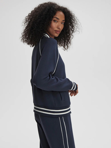 Veste universitaire unisexe tendance, coupe ample, col et poignets côtelés, manches contrastées, broderie personnalisée tendance, vêtements d'équipe scolaire - Product Image 4