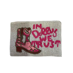 Cuteness Premium COWBOY Boots Unique Beaded IN DOLLY WE TRUST Monedero bordado con elegante trabajo hecho a mano Fancy Touch para niña - Product Image 1