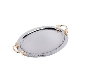 Plateau décoratif personnalisé en acier inoxydable plaqué argent pour petit déjeuner plateau de service en métal sans poignées - Product Image 5