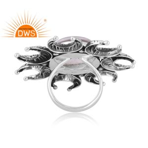 Best Selling Oxidized Sterling Silver Natural <b>Crystal</b> Quartz Gemstone Stackable <b>Ring</b> Custom Jewelry Manufacturer - Product Image 4