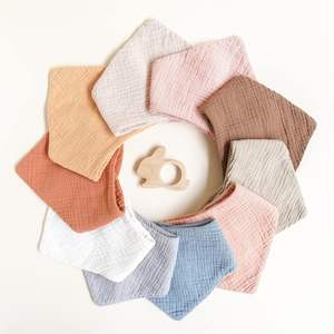 Bavoirs bandana pour bébé-Fermeture à bouton pression antibactérienne 100% coton écologique pour nourrissons et tout-petits - Product Image 1