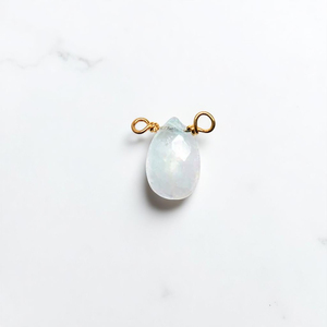 Rainbow Moonstone Pear Shape Wire <b>Wrapped</b> Faceted Charm Connector <b>for</b> DIY Jewelry Making - Product Image 1