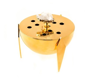 Fabriqué à la main Vintage arabe Bakhoor Oud brûleur métal finition or Oud brûleur arabe Ramadan célébration décor Style - Product Image 3