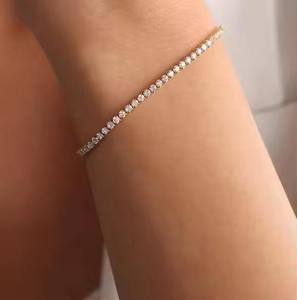 Bracelet de tennis classique personnalisé en or massif 14 carats 3mm bracelets en diamant moissanite pour femmes pour filles prix d'usine - Product Image 5