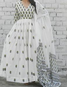 Olive Green Blockprint Angrakha Indian Fashion Styling Kurti de alta calidad y pantalones del fabricante indio - Product Image 5