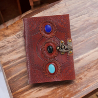 ALBORZ Cadeau vintage de haute qualité avec serrure antique, carnet en cuir pleine fleur véritable A5/A4, carnet de croquis, papier peignable pour crayons et peinture