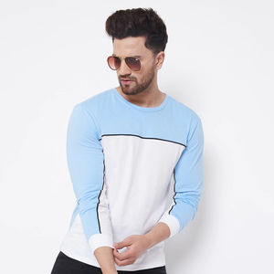 Nouveauté T-shirt décontracté pour homme en coton à manches longues et col rond, séchage rapide, impression numérique personnalisée, chemise unie teinte - Product Image 1