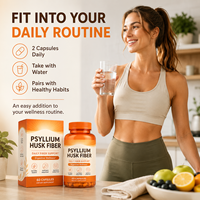 Poudre de Psyllium en Capsules 1200mg par Portion avec Inuline et Racine de Gingembre, à Base de Plantes, 60 Capsules