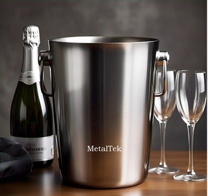 Refroidisseur à champagne en acier inoxydable poli, seau à glace de haute qualité, articles de bar pour fêtes, refroidisseur à bière en métal, refroidisseur de boissons à paroi simple - Product Image 2