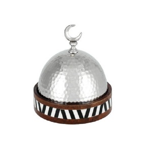 Cazuelas redondas de madera árabe Hotpot con Madre de perla Cazuela de lujo hecha a mano de metal de la mejor calidad Mesa redonda - Product Image 3