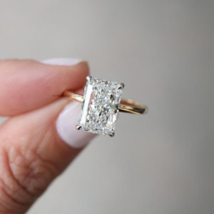 Anillo de boda de corte radiante de hielo triturado elegante hecho a mano de 3,31 quilates, solitario minimalista, joyería nupcial, certificado GRA para ella - Product Image 5