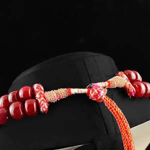 AAA+ Quality 876.95 CTS EARTH MINED BEST RED RUBY 2 LINE ROUND SHAPED <b>BEADS</b> <b>NECKLACE</b> (RS) Cus-Jew27 - Product Image 3