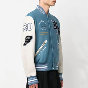 Vente en gros de vestes pour hommes avec broderie en chenille personnalisées Blouson bombardier à manches en cuir vestes d'université Letterman de baseball - Product Image 3