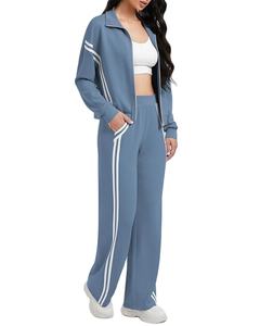 Survêtement d'entraînement d'hiver à fermeture éclair intégrale avec capuche Active Jackets Pants Breathable Athletic Tracksuit Set Solid Pattern Style 2026 - Product Image 1