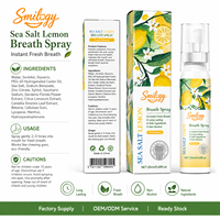 Spray Bucal Refrescante con Sal Marina y Limón, Elimina el Mal Aliento, Fragancia Refrescante de Limón, Spray Bucal Portátil para el Cuidado Bucal