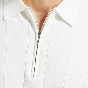 OEM <b>Men</b>’s Cotton Zip Polo Shirt – Custom Logo Short Sleeve Knit Polo Tee Casual Cropped <b>Pullover</b> - Product Image 2
