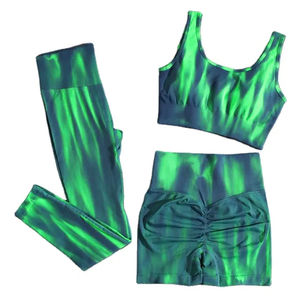 Venta al por mayor Fitness Yoga Wear 3PCS Entrenamiento sin costuras Mujeres gimnasio ropa deportiva Sujetador y pantalones cortos Conjunto de Yoga de alta calidad - Product Image 1