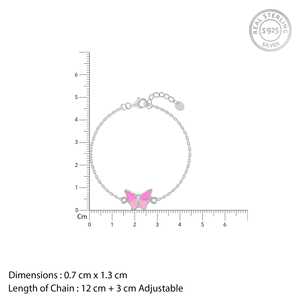สร้อยข้อมือเด็กรูปผีเสื้อสีชมพูสีเงินสำหรับผู้ที่ชื่นชอบแฟชั่นวัยรุ่น - Product Image 2