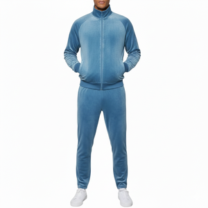 Ensemble survêtement d'automne personnalisable pour homme, sweat-shirt et pantalon de jogging en velours 100% coton, design sportif imprimé - Product Image 3