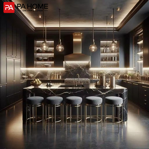 خزائن مخصصة حديثة من الميلامين ، جاهزة لتجميع تصميمات خزائن المطبخ - Product Image 3