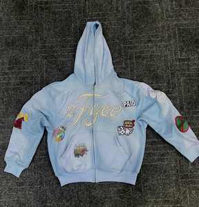 Sudaderas con Capucha Personalizadas para Hombre, 100% Algodón, Impresión Digital, Lavado Ácido, Diseño Extragrande, con Pedrería, 400 Gsm - Product Image 4