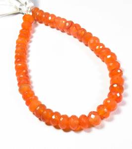 Cuentas cortadas facetadas de cornalina naranja, hebra de 8 ", 7-8mm, cuentas de piedras preciosas Briolette Rondelle de cornalina Natural - Product Image 1