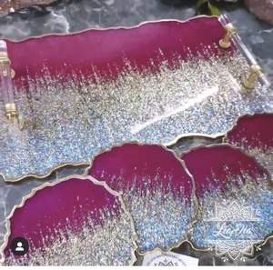 OTRO Posavasos de resina de lujo hechos a mano Almohadillas cuadradas de colores personalizables para juego de mesa de alfombrilla de cocina Mejor precio - Product Image 5