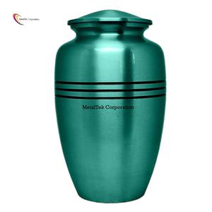 Customized Classic Triband Metal Ashes Storage Urn Green Cremation Ashes <b>Jar</b> Memorial Keepsake for Adult Burial Funeral Supplies - Product Image 1